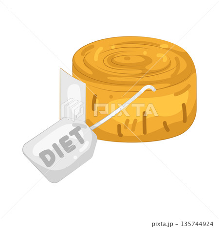 Illustration of Measuring tape with a diet tag 135744924