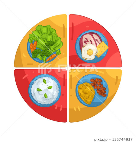 Illustration of Healthy food and dieting concept 135744937