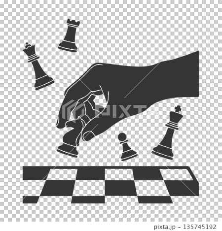 國際象棋手形輪廓圖標 國際象棋手形輪廓圖標 135745192