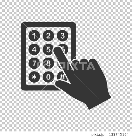 Hand silhouette icon entering a PIN 135745194