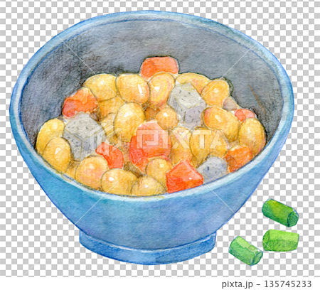 Watercolor illustration, hand-drawn, Gomoku beans Watercolor illustration, hand-drawn, Gomoku beans 135745233