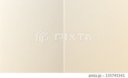 Open cream page spread of minimal notebook style with faint central seam and light texture evoking blank writable field and gentle neutral backdrop. 135745341