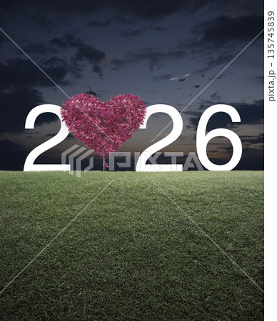 Happy New Year and Valentines day 2026 cover concept 135745839
