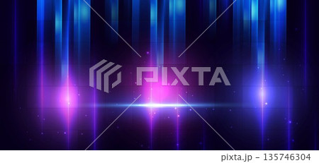 Technology blue and pink vertical neon light on dark background. 135746304