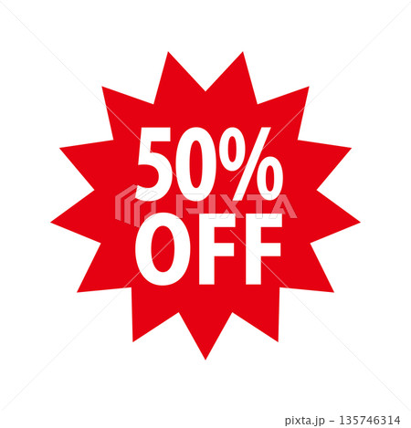 50%OFFの値引きイラスト 50%OFFの値引きイラスト 135746314