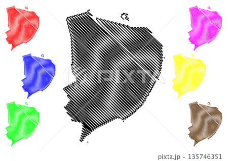 Dronten municipality (Kingdom of the Netherlands, Holland, Flevoland province) map vector illustration, scribble sketch Dronten map 135746351