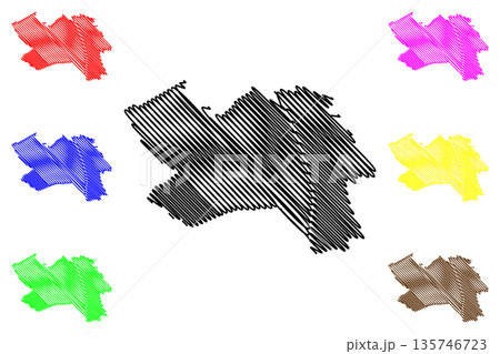 Helmond city and municipality (Kingdom of the Netherlands, Holland, North Brabant or Noord-Brabant province) map vector illustration, scribble sketch map 135746723