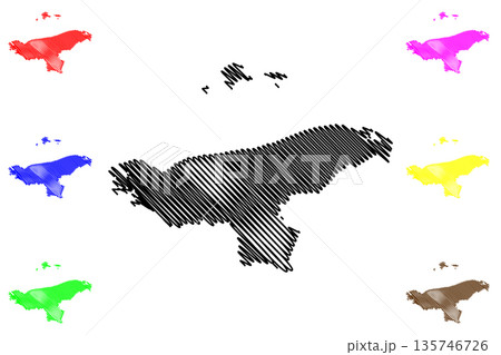Het Hogeland municipality (Kingdom of the Netherlands, Holland, Groningen, Grunn or Grinslan province) map vector illustration, scribble sketch Het Hogeland map 135746726