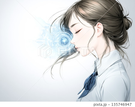 思考とデジタルがつながる学びの瞬間|未来教育を象徴するイメージイラスト 思考とデジタルがつながる学びの瞬間|未来教育を象徴するイメージイラスト 135746947