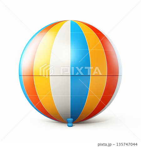 Colorful Beach Ball Isolated on White Background. Summer Fun and Recreation Concept. 135747044