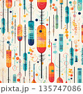 Mid-Century Modern Atomic Era Pattern Colorful Abstract Design for Retro Decor and Fashion. 135747086