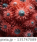 Artistic Rendering of Virus Attacking Cells, Conceptual Medical Illustration, Healthcare 135747089