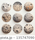 Nine Distinct Moon Surface Textures Showcase Variety and Lunar Study Material 135747090