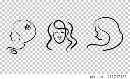 Side face woman line logo design for spa, salon, beauty and clinic 135747171