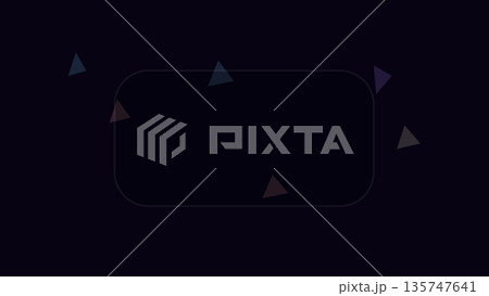 Dark interface with soft rectangular form at center and tiny floating triangular arrows, evoking minimal tech-inspired background for digital designs. 135747641