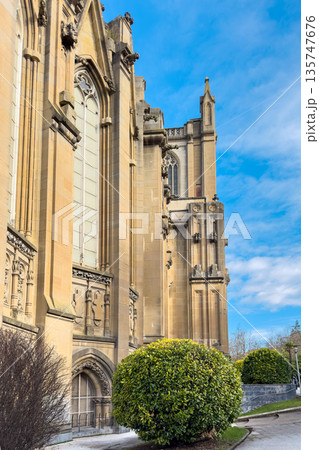Detail shot of the Cathedral of Mary Immaculate in Vitoria-Gasteiz, showcasing neo-Gothic Detail shot of the Cathedral of Mary Immaculate in Vitoria-Gasteiz, showcasing neo-Gothic 135747676
