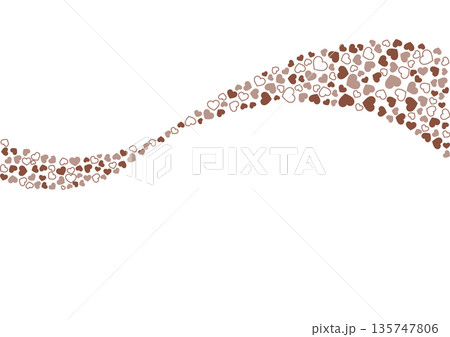 ハート柄の背景 茶系の3色 フチと単色 ハート 135747806