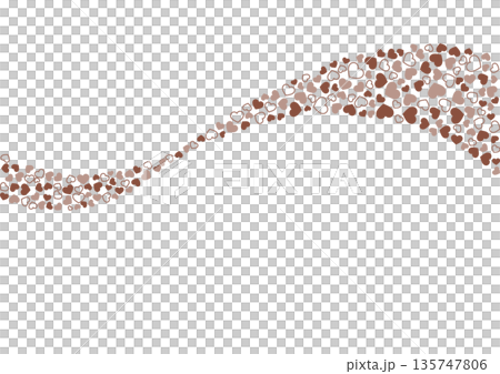 ハート柄の背景 茶系の3色 フチと単色 ハート 135747806