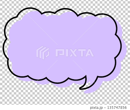 A simple speech bubble with misaligned lines, a long, thin cloud shape A simple speech bubble with misaligned lines, a long, thin cloud shape 135747856