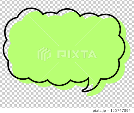 A simple speech bubble with misaligned lines, a long, thin cloud shape A simple speech bubble with misaligned lines, a long, thin cloud shape 135747894