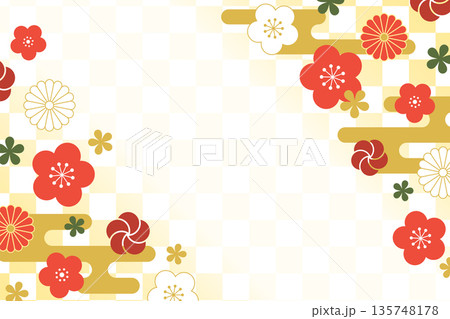 花模様の和風背景_ベクターイラスト 花模様の和風背景_ベクターイラスト 135748178