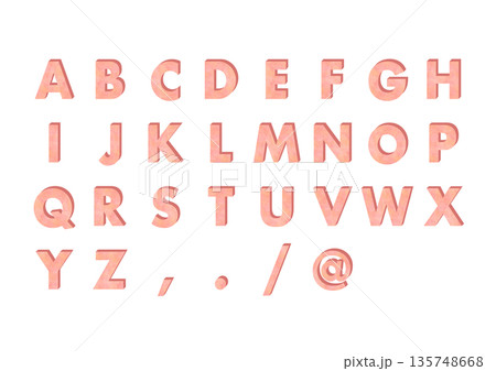 マーブル模様のアルファベットの立体文字セット(大文字) 135748668