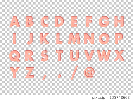 マーブル模様のアルファベットの立体文字セット(大文字) 135748668