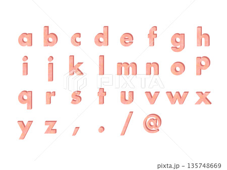 マーブル模様のアルファベットの立体文字セット(小文字) 135748669