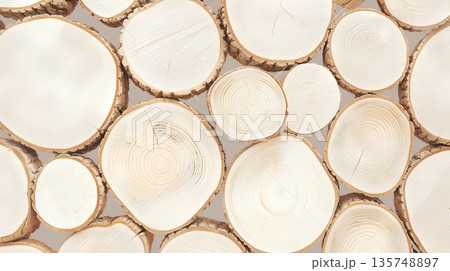 積み重ねられた丸太 135748897