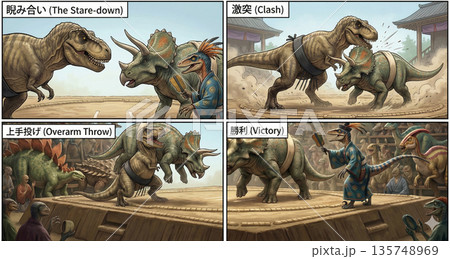 恐竜、相撲を取る。 135748969