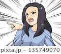 指を差すポーズで怒る女性のアニメ風イラスト 135749070