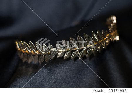 Golden Laurel wreath, accessory. Antique symbol of power and success. 135749324