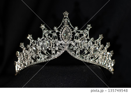 Diamond diadem with sparkle gemstones for princess. Bridal crown. Diamond diadem with sparkle gemstones for princess. Bridal crown. 135749548