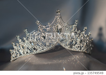 Diamond diadem with sparkle gemstones for princess. Bridal crown. Diamond diadem with sparkle gemstones for princess. Bridal crown. 135749549