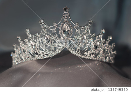 Diamond diadem with sparkle gemstones for princess. Bridal crown. Diamond diadem with sparkle gemstones for princess. Bridal crown. 135749550