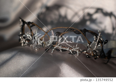 Beautiful witch diadem. Decoration for ritual. Halloween. Beautiful witch diadem. Decoration for ritual. Halloween. 135749552