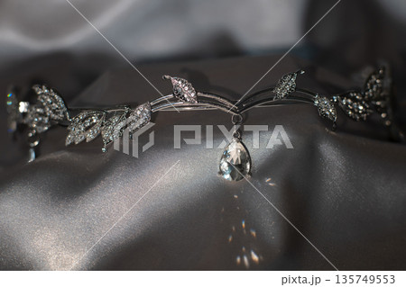 Elf tiara with diamonds, diadem. Beautiful sparkle decoration. Elf tiara with diamonds, diadem. Beautiful sparkle decoration. 135749553