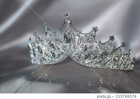 Diamond diadem with sparkle gemstones for princess. Bridal crown. Diamond diadem with sparkle gemstones for princess. Bridal crown. 135749574