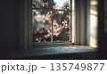 窓の外の桜の花　generative ai 135749877