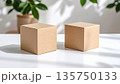 シンプルな無地のクラフトパッケージのモックアップ	 135750133