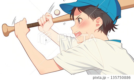 バットを持った男性 135750886