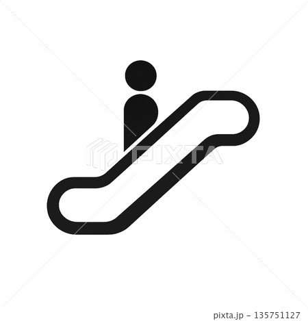 エスカレーターの利用を示すシンプルなピクトグラム 135751127