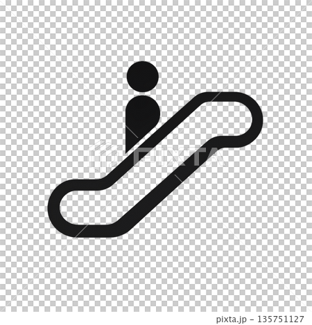 エスカレーターの利用を示すシンプルなピクトグラム 135751127