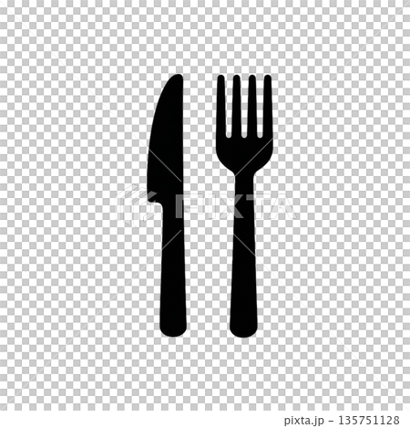 食事やレストランを示すカトラリーのピクトグラム 135751128