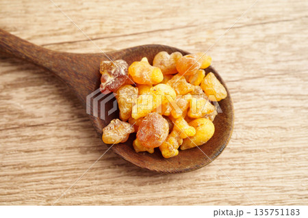 Frankincense or olibanum aromatic resin used in incense and perfumes. 135751183