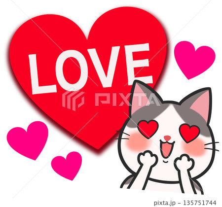 かわいい猫とハート　LOVE 135751744
