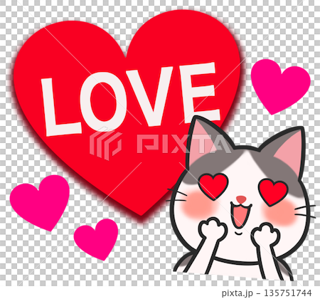かわいい猫とハート　LOVE 135751744