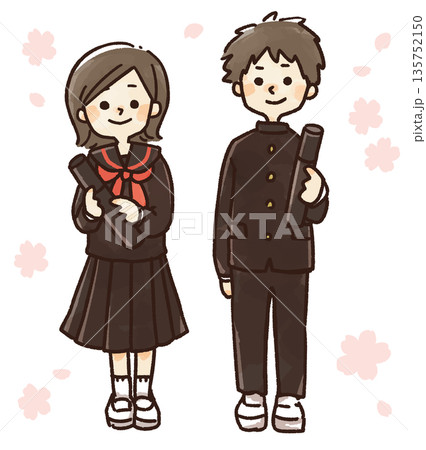 卒業の男女イラスト 卒業の男女イラスト 135752150