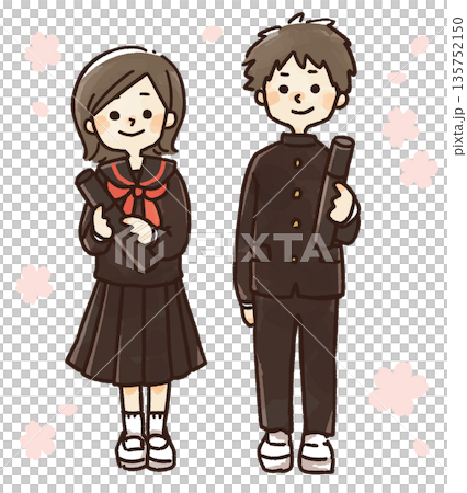 卒業の男女イラスト 卒業の男女イラスト 135752150