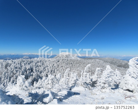 厳冬期の八ヶ岳(北横岳から三ツ岳に向かう登山道から見える蓼科山) 135752263